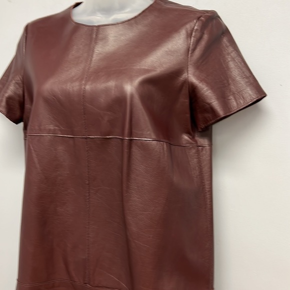 Zara Woman 100% Sheepskin Leather Dress (Deep Burgundy/Merlot) - Picture 2 of 12